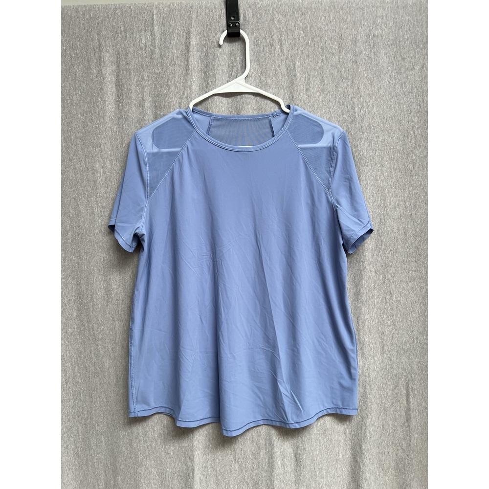 Lululemon Sz 8 Sculpt Short Sleeve Shirt Mesh Accents Pleated Back Flowy Sport